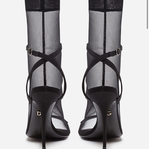 Dolce and Gabbana mesh sock ankle strap heel sandals - Picture 2 of 11